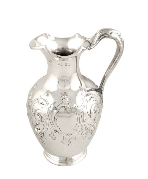 Antique Victorian Sterling Silver Jug 1853 - Rams Head & Oak Leaves