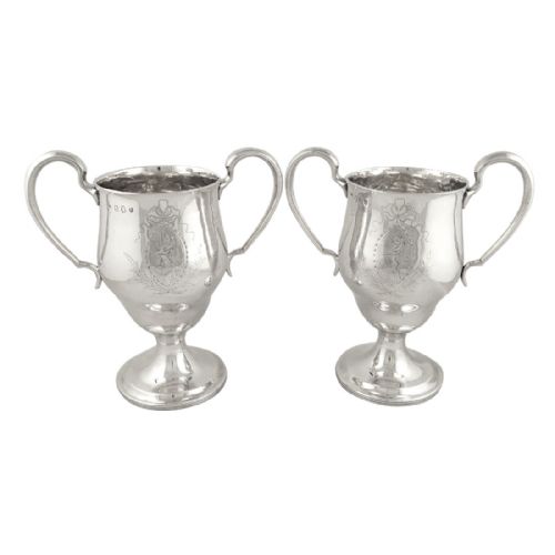 Pair of Antique Irish Sterling Silver 2 Handle Cups  - Dublin 1792