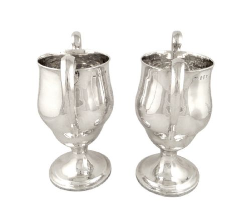 fig 1. Pair of Antique Irish Sterling Silver 2 Handle Cups - Dublin 1792