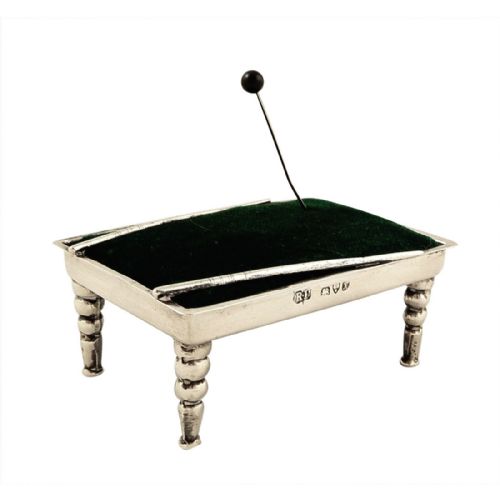 Antique Edwardian Sterling Silver Snooker Table Pin Cushion 1910
