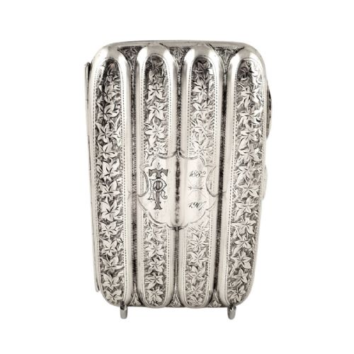 Antique Edwardian Sterling Silver 4 Section Cigar Case 1906