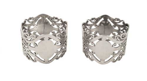 fig 1. Pair of Antique Edwardian Sterling Silver Napkin Rings in Box 1903