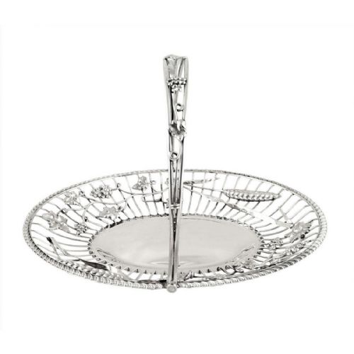 Antique Sterling Silver 11" Basket - Wheatsheaf, Grape & Vines, 1911