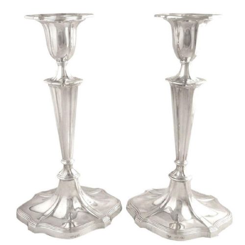 Pair of Antique Edwardian Sterling Silver 9 1/2" Candlesticks - Goldsmiths 1902