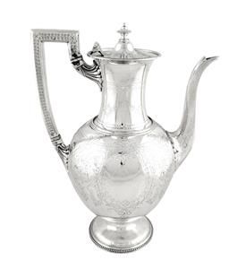 Antique Victorian Sterling Silver 2 3/4 Pint Coffee Pot  1870