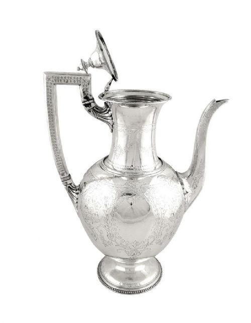 fig 1. Antique Victorian Sterling Silver 2 3/4 Pint Coffee Pot 1870