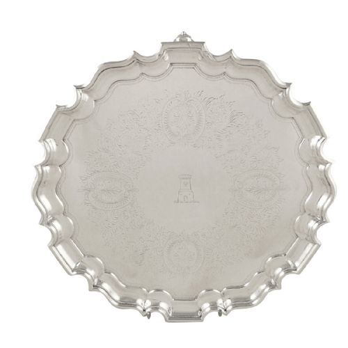 Antique Victorian Sterling Silver 12" Tray / Salver 1894