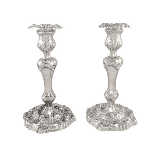 Pair of Antique Edwardian Sterling Silver 9" Candlesticks 1901