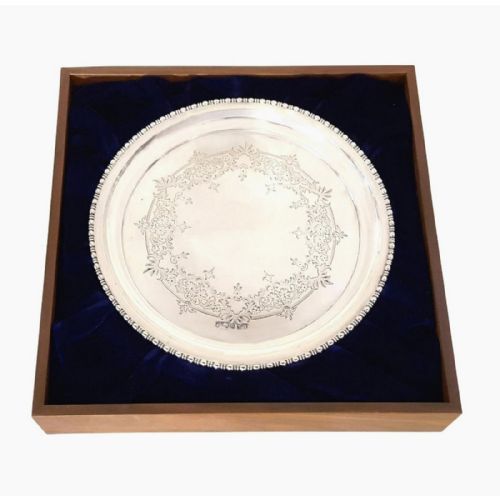 Antique Edwardian Sterling Silver Tray in Presentation Case 1908