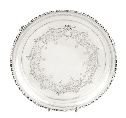 fig 1. Antique Edwardian Sterling Silver Tray in Presentation Case 1908
