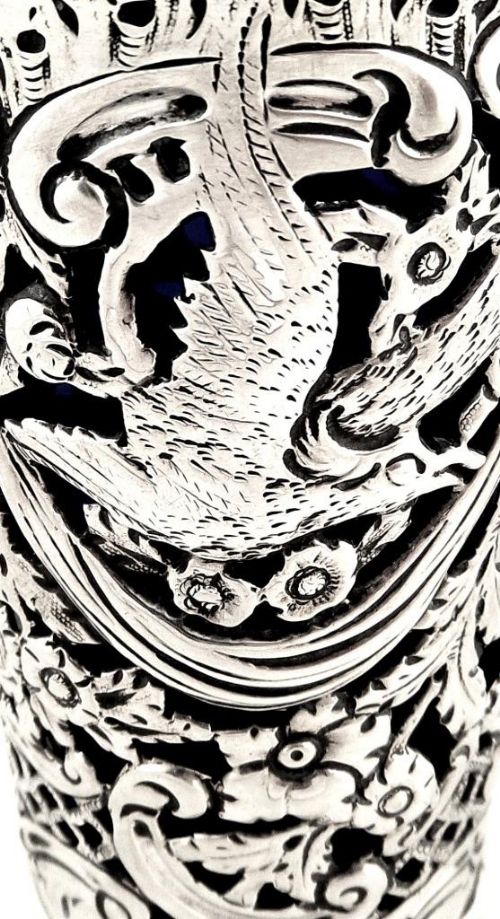 fig 1. Antique Victorian Sterling Silver 'Bird' Vase 1899
