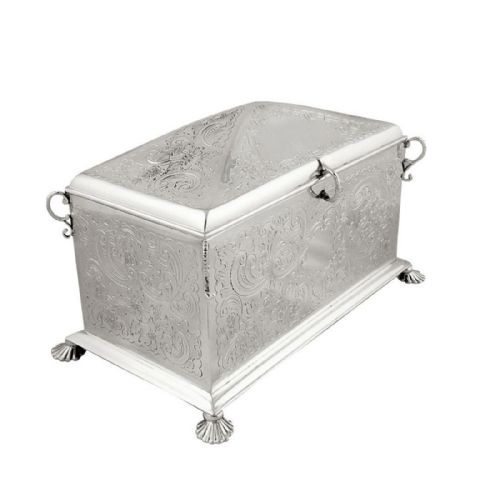 Antique Victorian Sterling Silver Desk Top / Jewellery / Trinket Box 1890