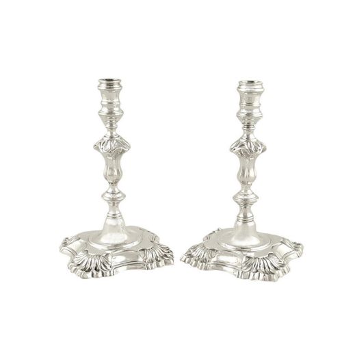 Pair of Antique Sterling Silver Garrards Tapersticks - 1934