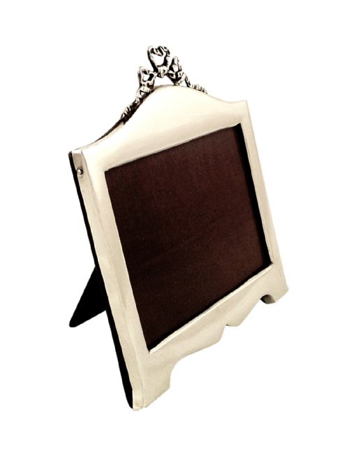 fig 1. Antique Edwardian Sterling Silver Bow / Ribbon Photo Frame 1908