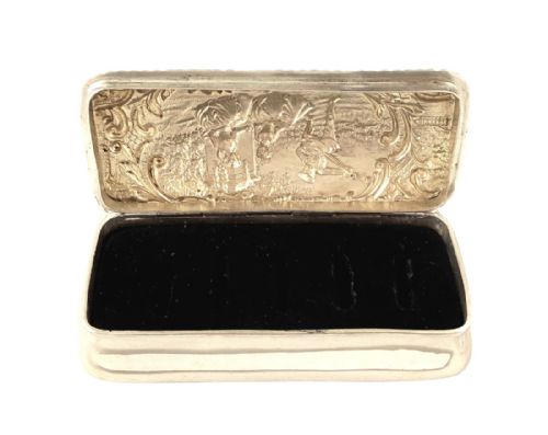 fig 1. Antique Edwardian Sterling Silver Ring Box 1902 - Serenading Scene