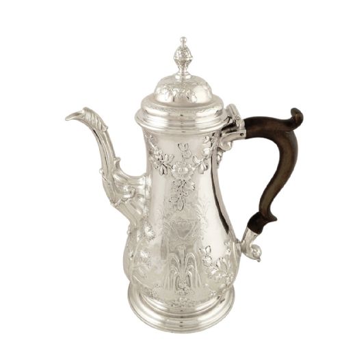 Antique Georgian Sterling Silver Coffee Pot 1759
