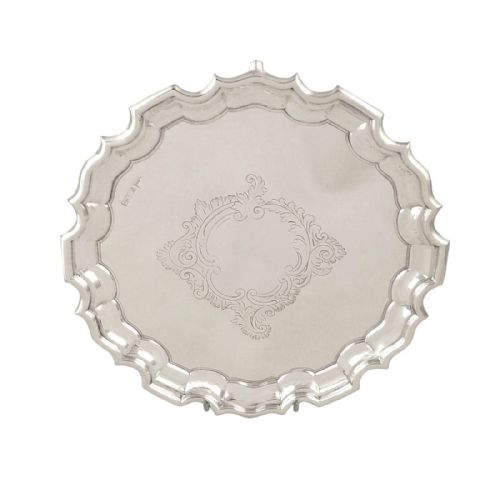 Antique Edwardian Sterling Silver Tray / Salver 1906