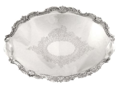 Large Antique Sterling Silver 19" Oval Tray / Salver 1901 - 1478g