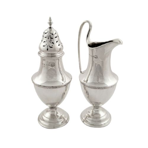 Antique Sterling Silver Jug & Sugar Caster / Shaker - Asprey 1909