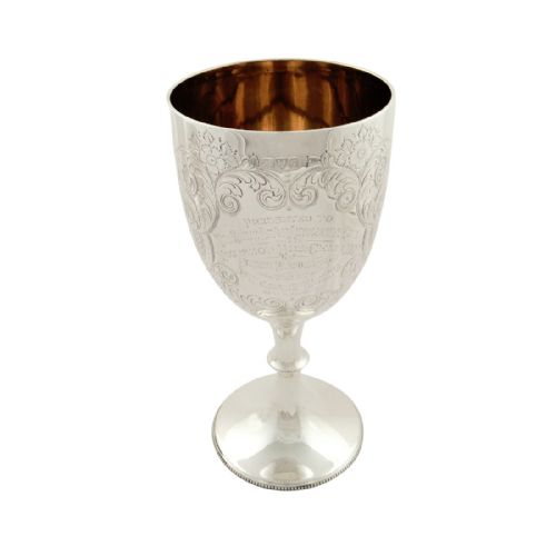 Antique Edwardian Sterling Silver 8 3/4" Goblet / Trophy 1906 - South Devon Automobile Club