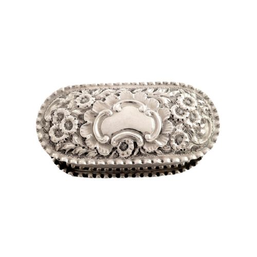 Antique Victorian Sterling Silver Ring Box - 1895