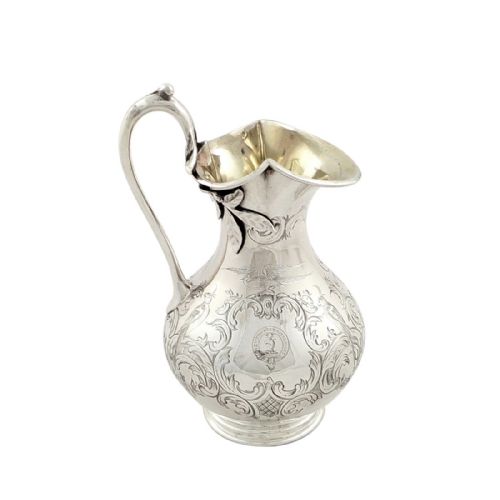 Antique Early Victorian Sterling Silver Jug 1852 - Birds & Leaves