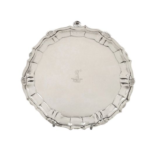 Antique Georgian Sterling Silver 6" Tray 1742
