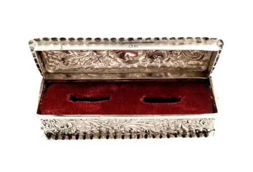 fig 1. Antique Victorian Sterling Silver Ring Box 1899