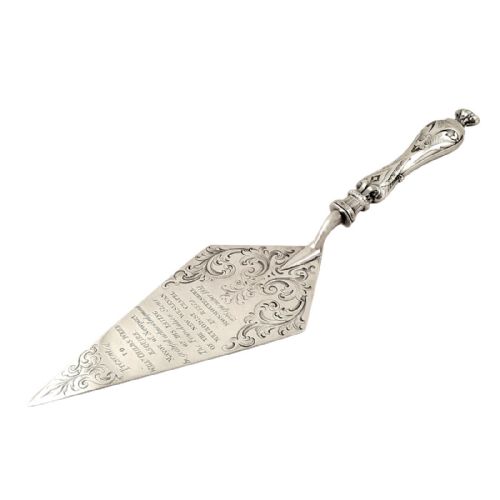 Antique Victorian Sterling Silver Presentation Trowel - 1851 - Risca, Monmouthshire