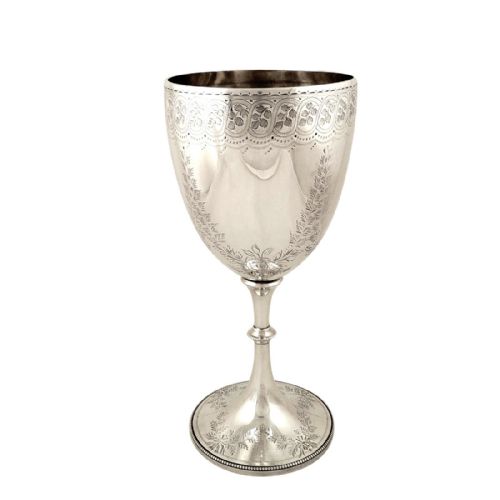 Antique Edwardian Sterling Silver 9" Wine Goblet 1904