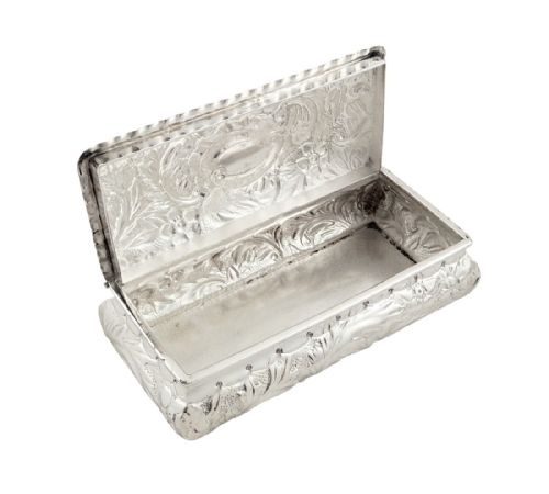 fig 1. Antique Victorian Sterling Silver Trinket Box 1895