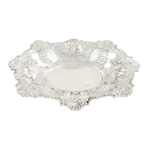 Antique Victorian Sterling Silver 13" X 10" Dish 1898