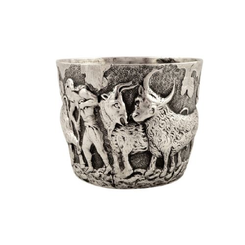 Antique Victorian Sterling Silver Vapheio Cup / Bowl 1899 - Taming Wild Bulls