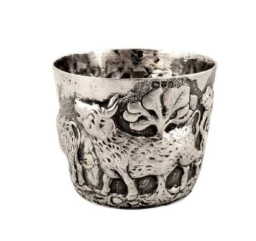 fig 1. Antique Victorian Sterling Silver Vapheio Cup / Bowl 1899 - Taming Wild Bulls