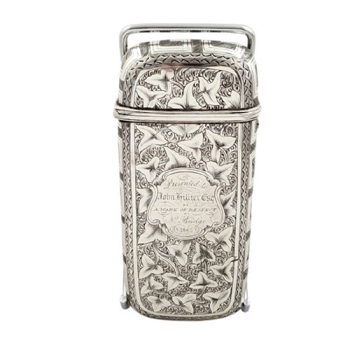 Antique Victorian Sterling Silver Cigar Case 1861