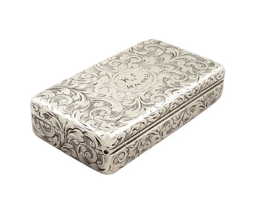 fig 1. Antique Early Victorian Sterling Silver Snuff Box 1840