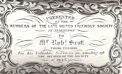 fig 1. Antique Early Victorian Sterling Silver Snuff Box 1843 - Society of Anderston