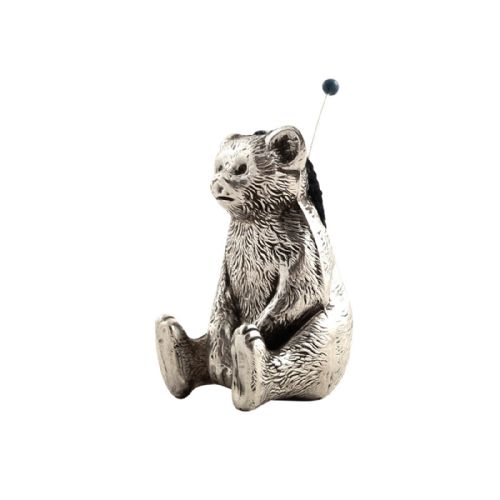 Antique Sterling Silver Sitting Bear Pin Cushion 1917