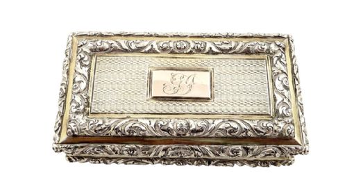 fig 1. Antique Regency Sterling Silver Snuff Box - 1827 Nathaniel Mills