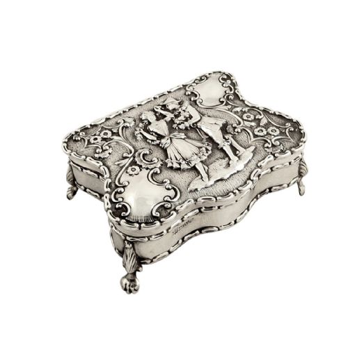 Antique Edwardian Sterling Silver Ring Box 1909