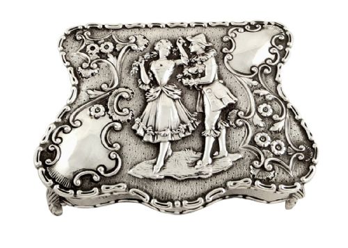 fig 1. Antique Edwardian Sterling Silver Ring Box 1909