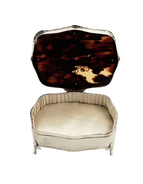 fig 1. Antique Sterling Silver & Tortoiseshell Trinket Box - Mappin & Webb 1910