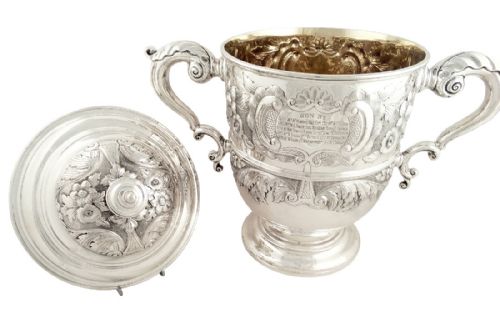 fig 1. Huge Antique Victorian Sterling Silver Horse Race Trophy / Cup 1892 - The Hill Cup