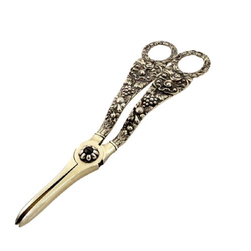 Antique Georgian Sterling Silver Gilt Grape Scissors / Shears 1820