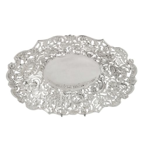 Antique Victorian Sterling Silver 10" Pierced Dish 1896