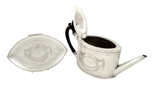 fig 1. Antique Georgian Sterling Silver Teapot & Stand 1796