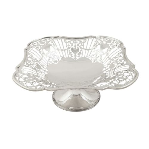 Antique Edwardian Sterling Silver Square Tazza / Dish 1910