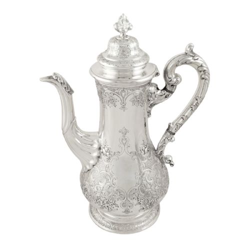 Antique Early Victorian Scottish Sterling Silver Coffee Pot - Edinburgh 1843