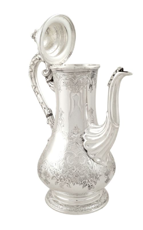 fig 1. Antique Early Victorian Scottish Sterling Silver Coffee Pot - Edinburgh 1843