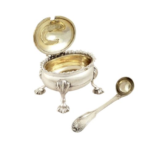 fig 1. Antique Georgian Sterling Silver Mustard Pot - 1769 Hennell l & Hennell ll